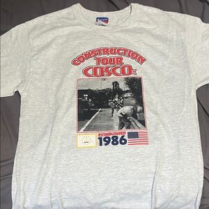 Champion Gray Short Sleeve Tee with Retro Graphic